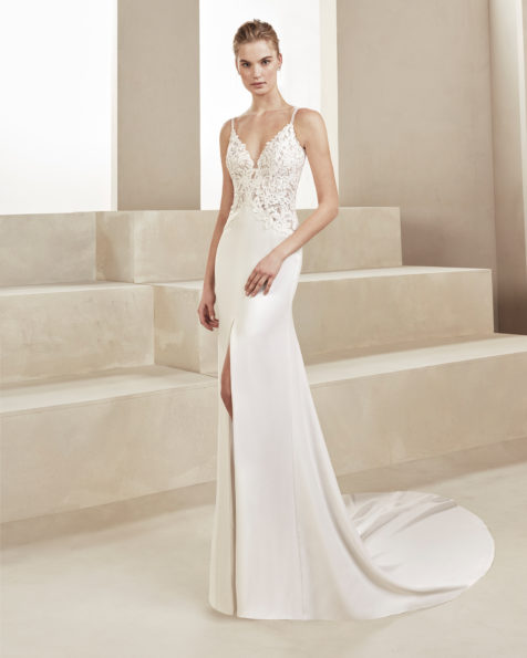 Deep Sweetheart Lace Sheath Wedding Dress