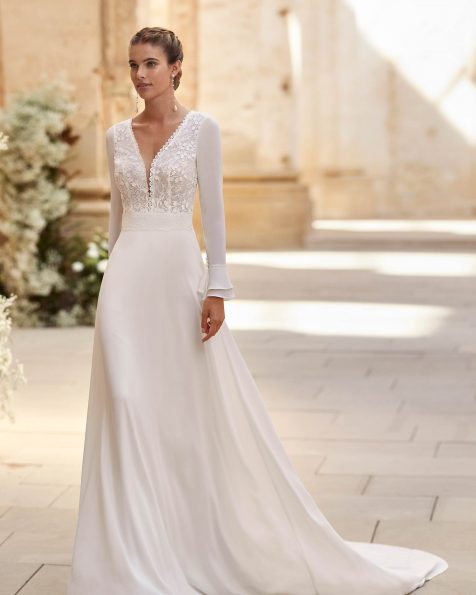 knee length dresses for ladies Lauren Sanchez 2025 White Lace Trumpet Wedding Dress, White / Dress+Veil main image 1